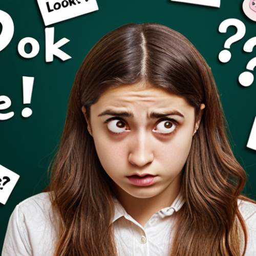 Home 4 **
Prompt: A confused Turkish student surrounded by English words like "look," "see," "watch," with question marks floating around. The scene should be brightly colored and slightly cartoonish to represent the frustration of choosing the right word. Text overlay: "Word Choice Confusion."
**